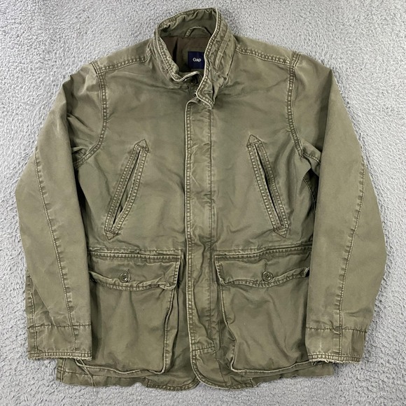 Gap Jacket Mens Small Olive Green Field Utility Military Canvas M65 Style Zip - Picture 1 of 10